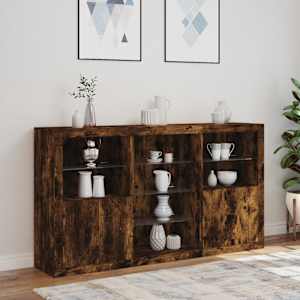 Příborník s LED osvětlením kouřový dub 181,5 x 37 x 100 cm - obrázek 4