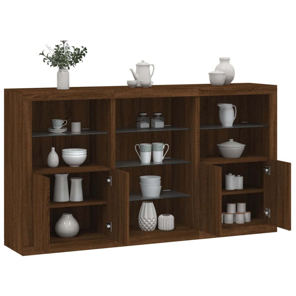 vidaXL Sideboard mit LED-Leuchten Braun Eichen-Optik 181,5x37x100 cm