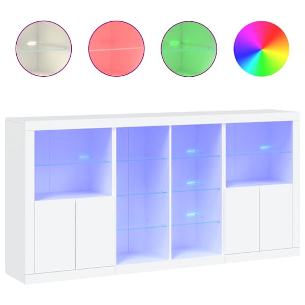 vidaXL puhvetkapp LED-tulega, valge, 202 x 37 x 100 cm