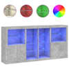 vidaXL puhvetkapp LED-tulega, betoonhall, 202 x 37 x 100 cm