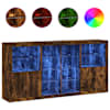 vidaXL puhvetkapp LED-tuledega, suitsutatud tamm, 202 x 37 x 100 cm
