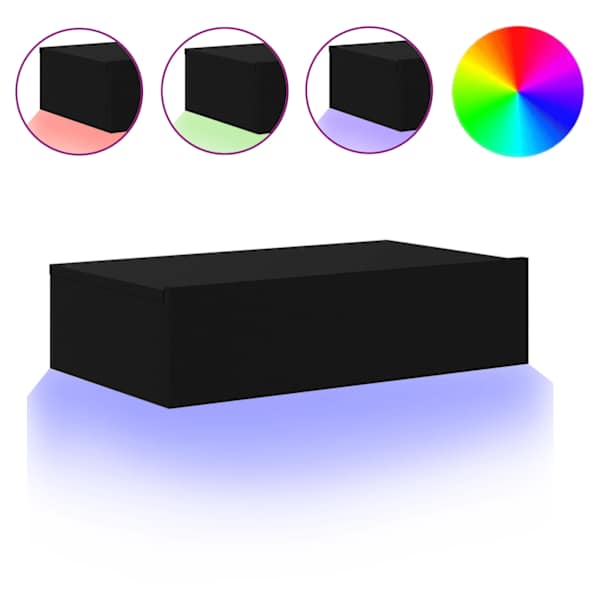 vidaXL telerialus LED-tuledega, must, 60 x 35 x 15,5 cm