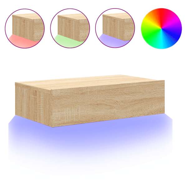 vidaXL telerialus LED-tuledega, Sonoma tamm, 60 x 35 x 15,5 cm