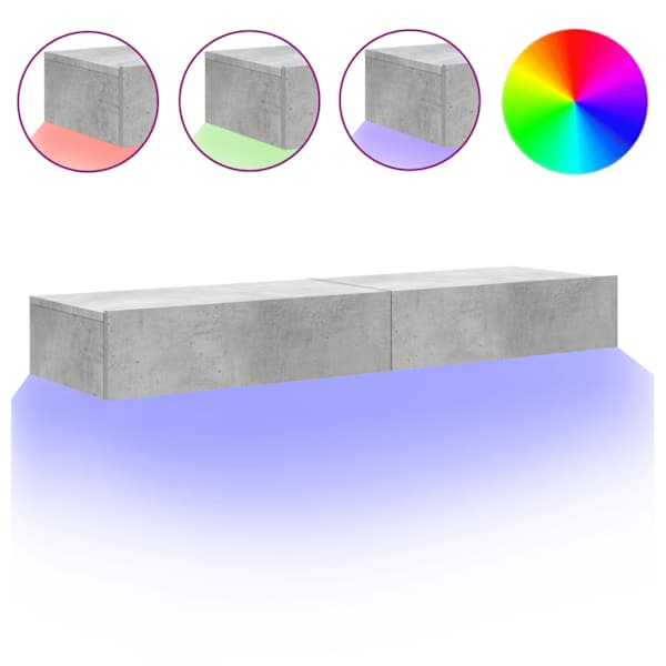 vidaXL telerialused LED-tuledega 2 tk, betoonhall, 60 x 35 x 15,5 cm
