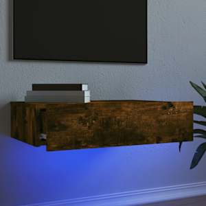 TV skříňka s LED osvětlením kouřový dub 60 x 35 x 15,5 cm - obrázek 1