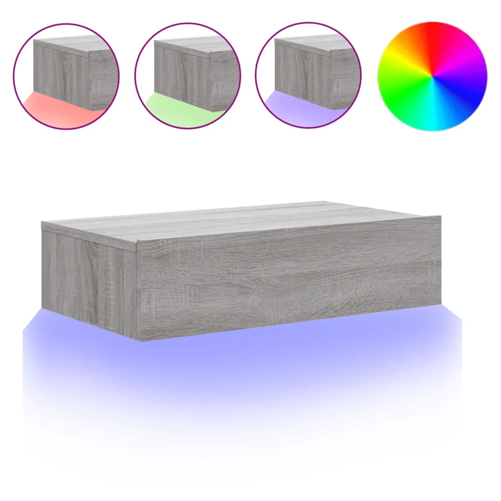 vidaXL TV skříňka s LED osvětlením šedá sonoma 60 x 35 x 15,5 cm