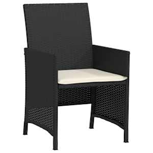 3dílný bistro set s poduškami černý polyratan - obrázek 5