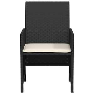 3dílný bistro set s poduškami černý polyratan - obrázek 6