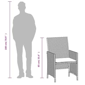 3dílný bistro set s poduškami černý polyratan - obrázek 15