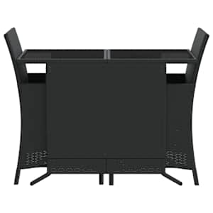 3dílný bistro set s poduškami černý polyratan - obrázek 4