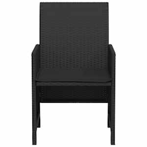 3dílný bistro set s poduškami černý polyratan - obrázek 6
