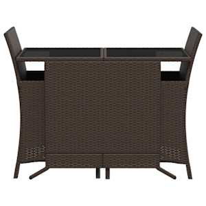 3dílný bistro set s poduškami hnědý polyratan - obrázek 4