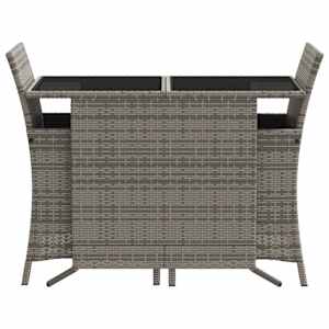 3dílný bistro set s poduškami šedý polyratan - obrázek 4