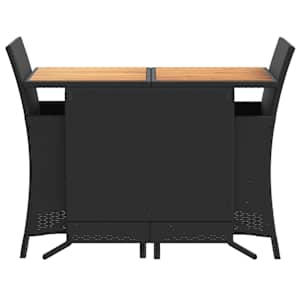 3dílný bistro set s poduškami černý polyratan - obrázek 4