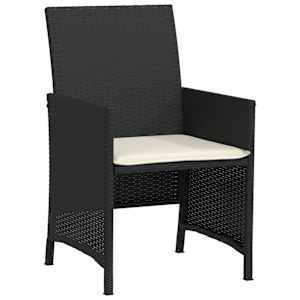 3dílný bistro set s poduškami černý polyratan - obrázek 5