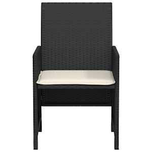 3dílný bistro set s poduškami černý polyratan - obrázek 6