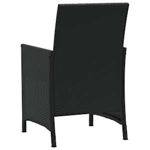 3dílný bistro set s poduškami černý polyratan - obrázek 8