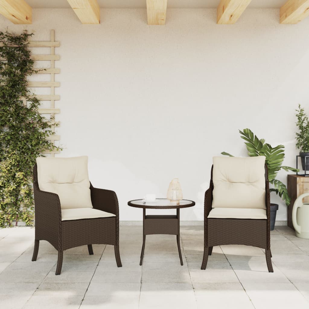vidaXL Tuinstoelen 2 st met kussens poly rattan bruin afbeelding