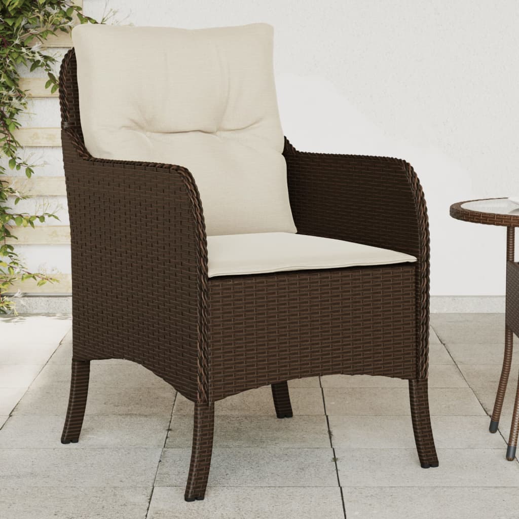 vidaXL Gartenstühle mit Kissen 2 Stk. Braun Poly Rattan