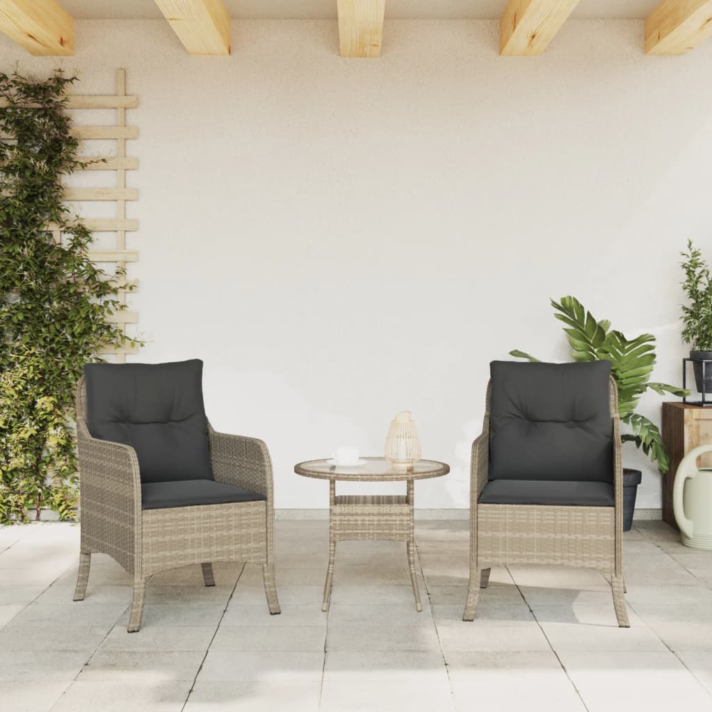 vidaXL Tuinstoelen 2 st met kussens poly rattan lichtgrijs afbeelding