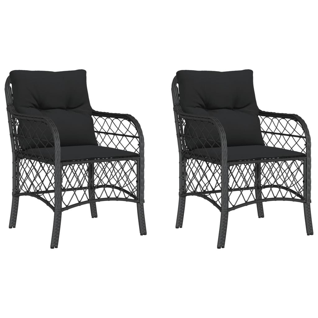 Thumbnail - vidaXL Gartenstühle mit Kissen 2 Stk. Schwarz Poly Rattan
