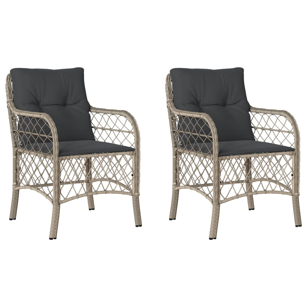 Thumbnail - vidaXL Gartenstühle mit Kissen 2 Stk. Hellgrau Poly Rattan