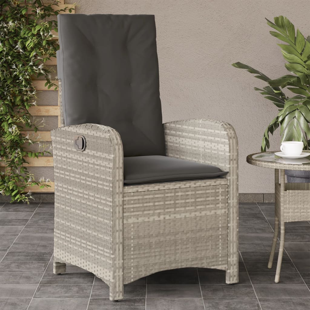 Thumbnail - vidaXL Gartensessel mit Kissen 2 Stk. Verstellbar Hellgrau Poly Rattan