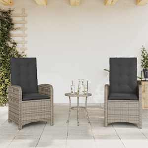3dílný bistro set s poduškami šedý polyratan - obrázek 3
