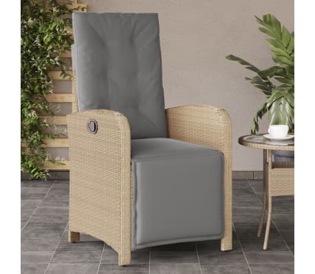 vidaXL Tuinstoelen 2 st verstelbaar voetensteun poly rattan beige mix