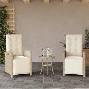 3dílný bistro set s poduškami béžový polyratan - obrázek 3