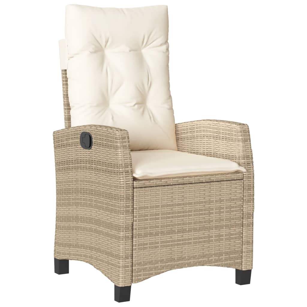 vidaXL Polohovací zahradní křeslo s poduškami béžové polyratan