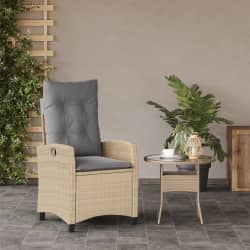 vidaXL Justerbar tr&auml;dg&aring;rdsstol med dynor mixbeige konstrotting