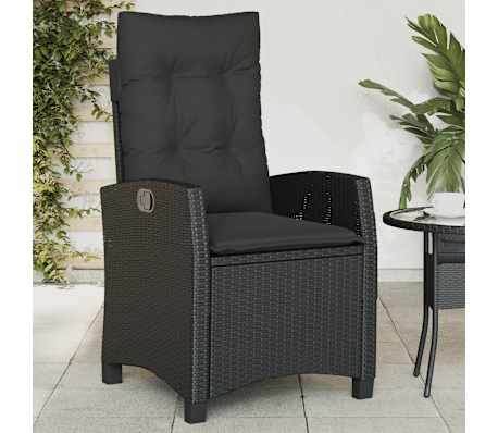 vidaXL Tuinstoelen 2 st verstelbaar met kussens poly rattan zwart