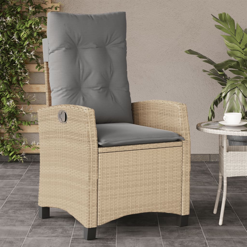 vidaXL Tuinstoelen 2 st verstelbaar kussens poly rattan gemengd beige afbeelding