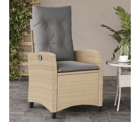 vidaXL Tuinstoelen 2 st verstelbaar kussens poly rattan gemengd beige