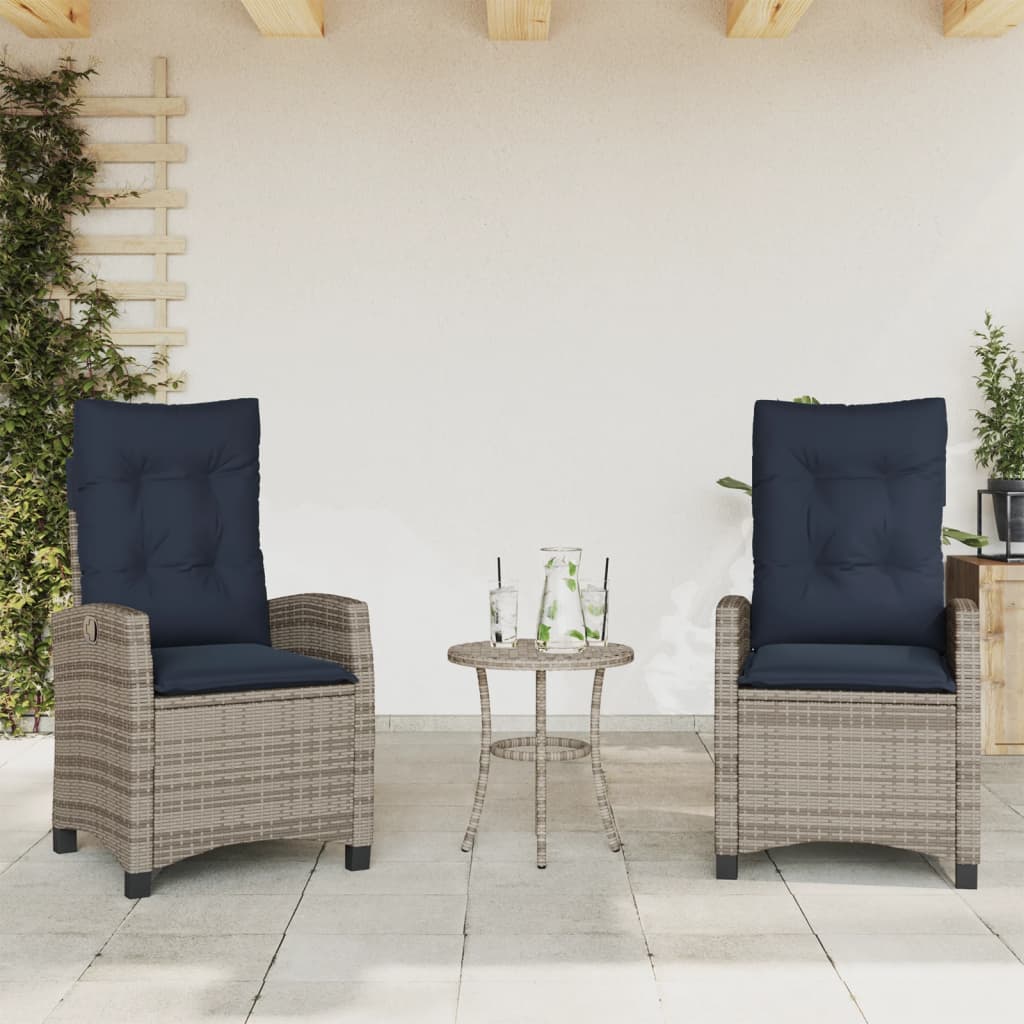 Reclining Garden Chair Grey, Navy Blue