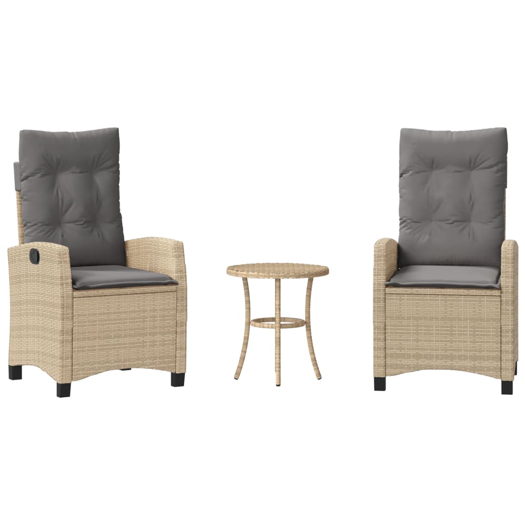Thumbnail - vidaXL 3-tlg. Bistro-Set mit Kissen Beigemischung Poly Rattan