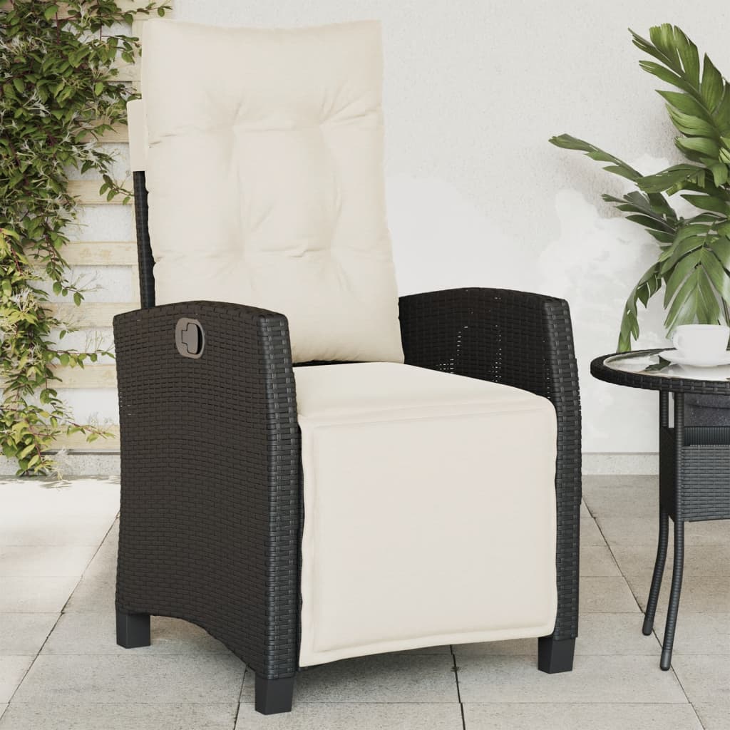 vidaXL Gartensessel mit Fußteil Verstellbar Schwarz Poly Rattan