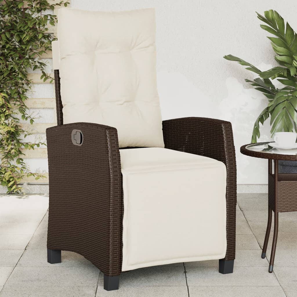 vidaXL Gartensessel mit Fußteil Verstellbar Braun Poly Rattan