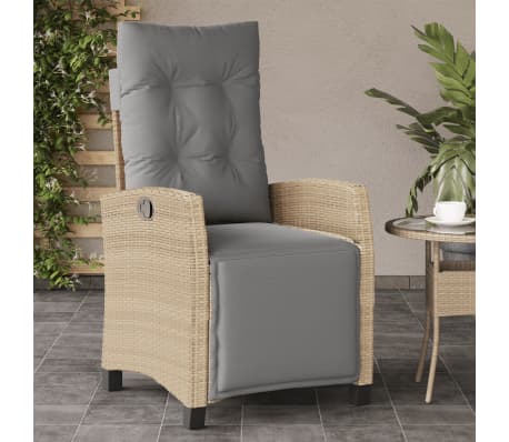 vidaXL Tuinstoelen 2 st verstelbaar voetensteun poly rattan beige mix