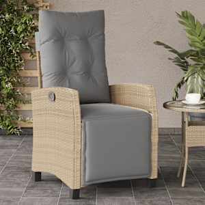 vidaXL Tuinstoelen 2 st verstelbaar voetensteun poly rattan beige mix