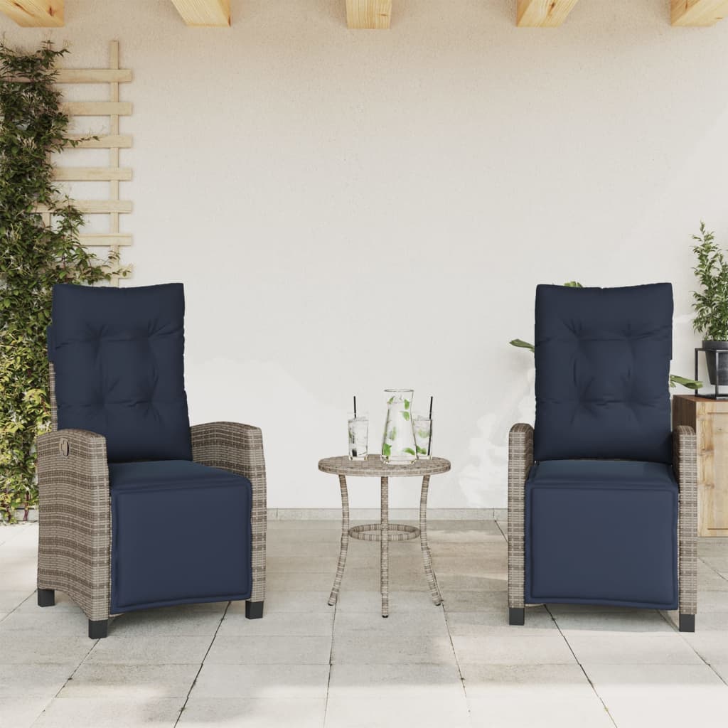 Reclining Garden Chair Grey PE rattan Standard