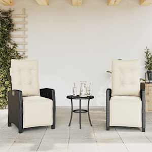 3dílný bistro set s poduškami černý polyratan - obrázek 3