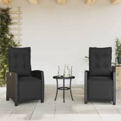 vidaXL Caf&eacute;set med dynor 3 delar svart konstrotting