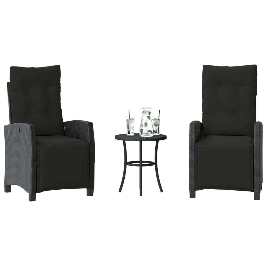 Bistro Set Black PE rattan, Powder-coated steel Medium Bistro Set