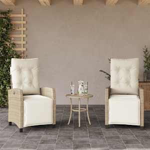 3dílný bistro set s poduškami béžový polyratan - obrázek 3