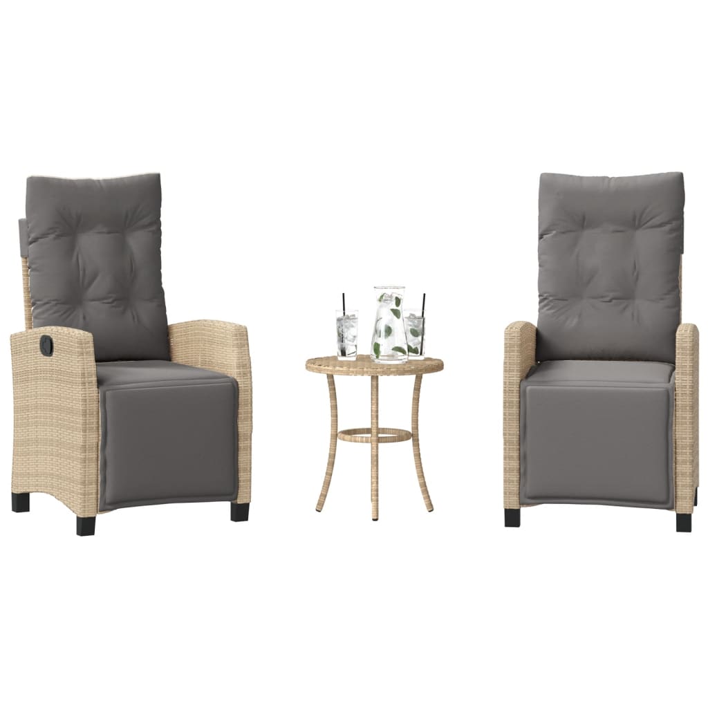 Bistro Set Mix Beige PE Rattan, Powder-Coated Steel, Po...