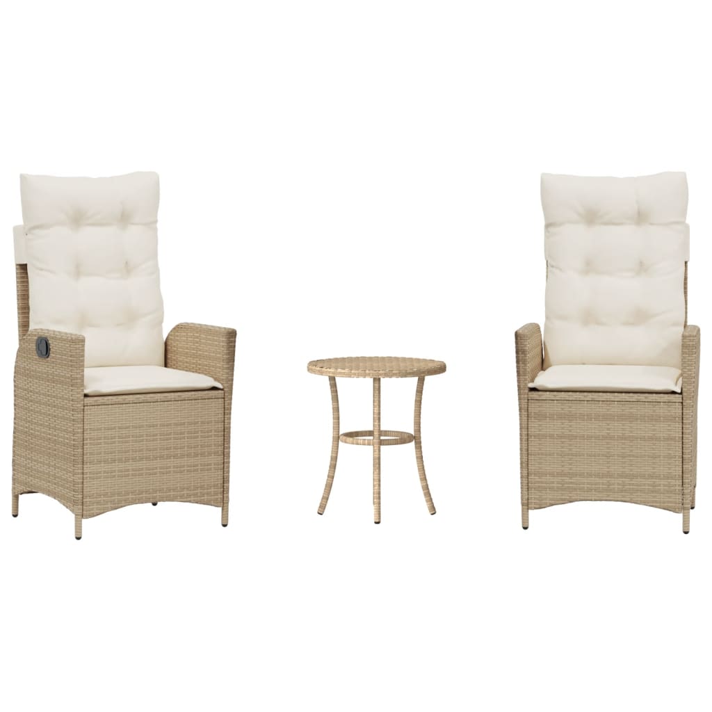 Thumbnail - vidaXL 3-tlg. Bistro-Set mit Kissen Beige Poly Rattan