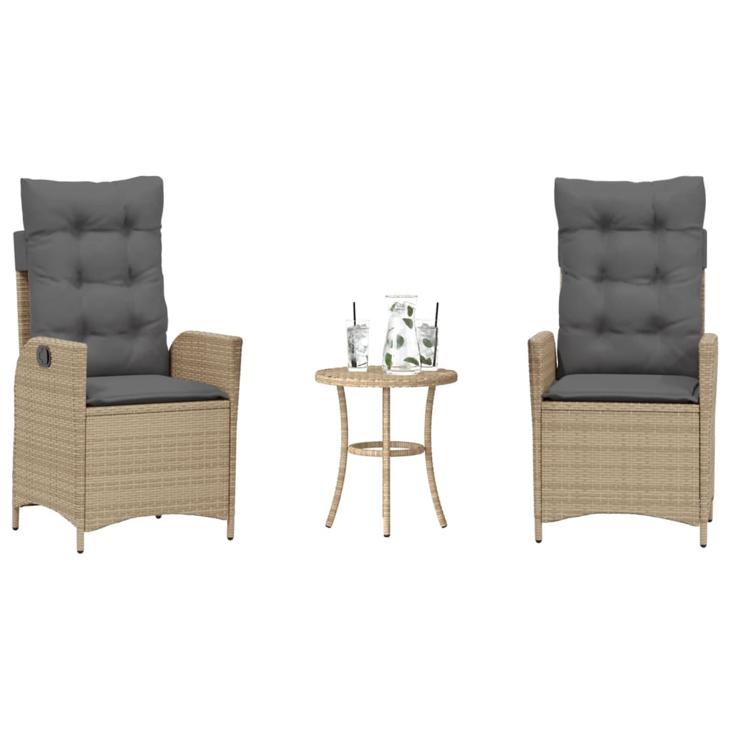 Bistro Set Mix beige PE Rattan, Powder-Coated Steel, Po...
