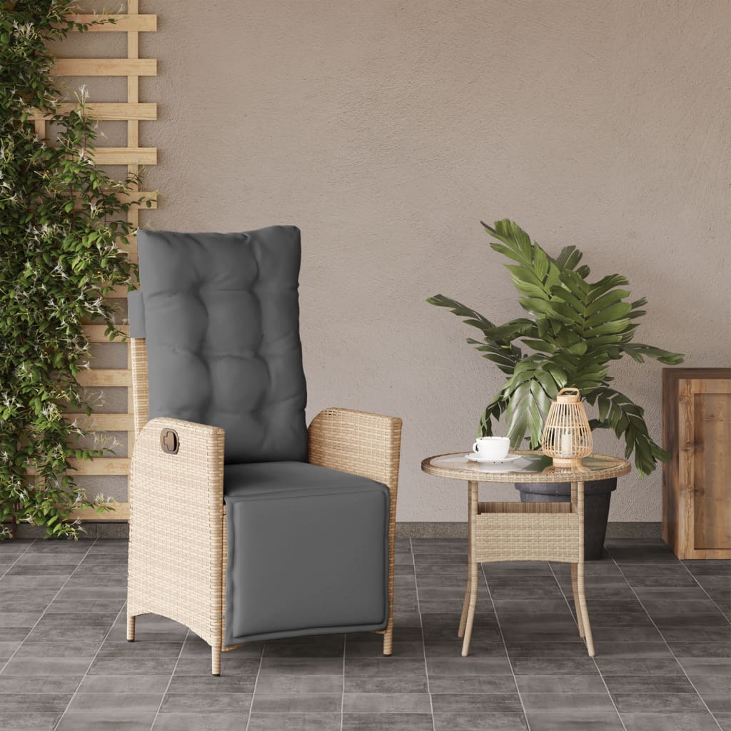 Thumbnail - vidaXL Gartensessel mit Fußteil Verstellbar Beigemischung Poly Rattan